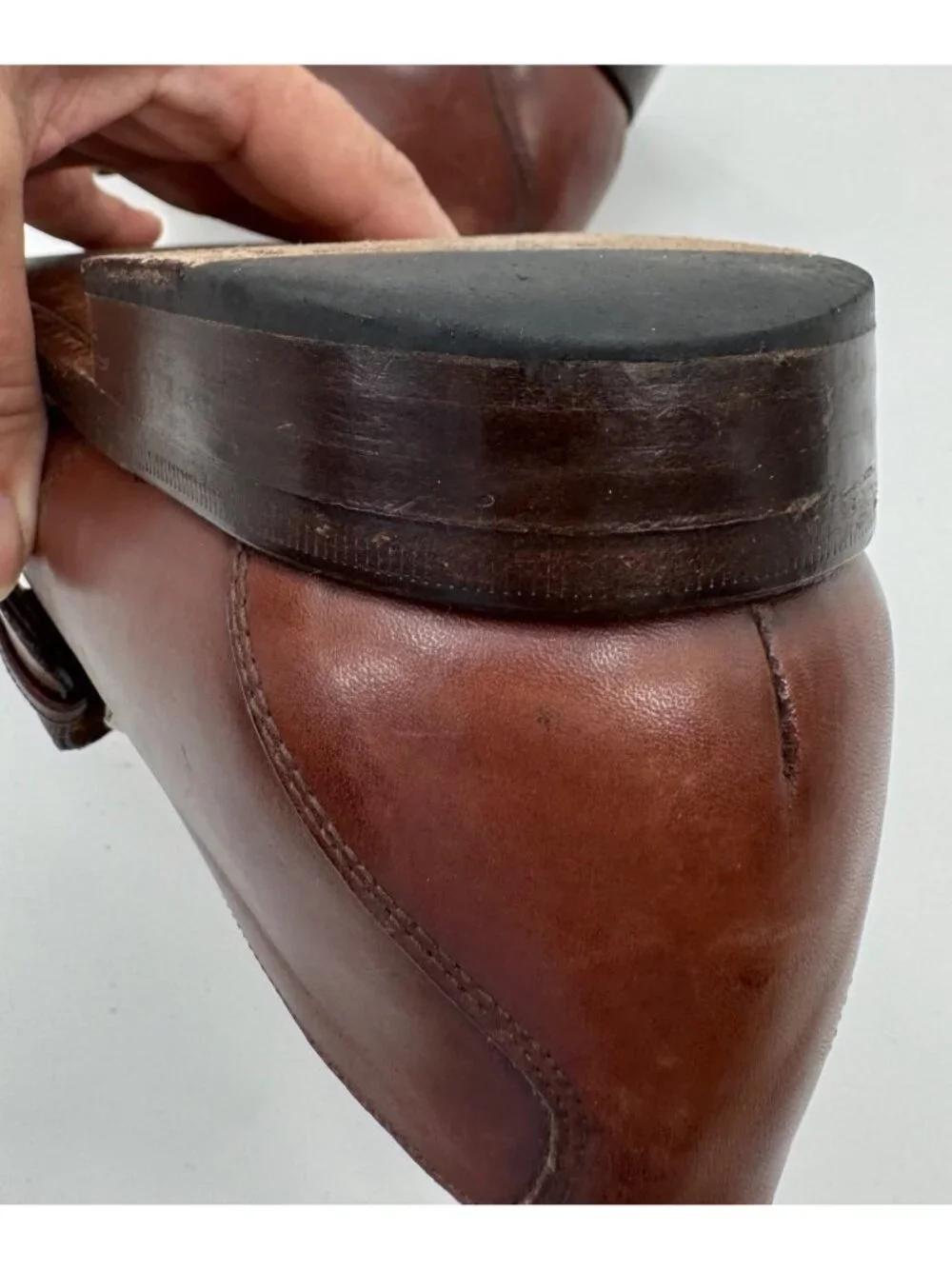 Loding Mens Brown Leather Monk Strap Shoes Size UK 7 US 8 With Goodyear Welt
